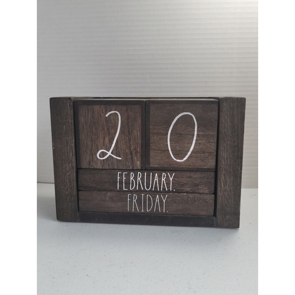 Rae Dunn Calendar Block Perpetual Rustic Wood Case Design Styles Home Office